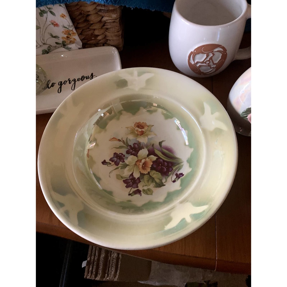 Vintage Sterling Porcelain Lusterware Fruit Bowl
